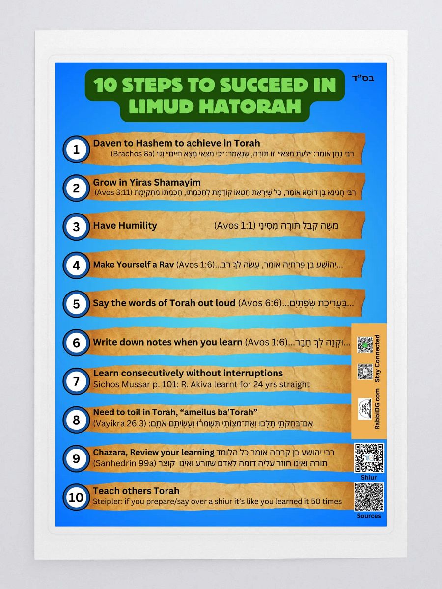Sticker - 10 Steps to Succeed in Limud HaTorah product image (1)