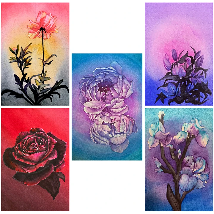 Digital Floral Postcards - Set of 5 product image (1)