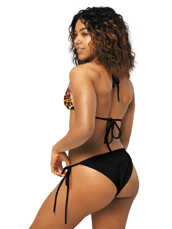 Colorful Leopard Print Low Rise Cheeky String Bikini With Black Bottoms product image (5)