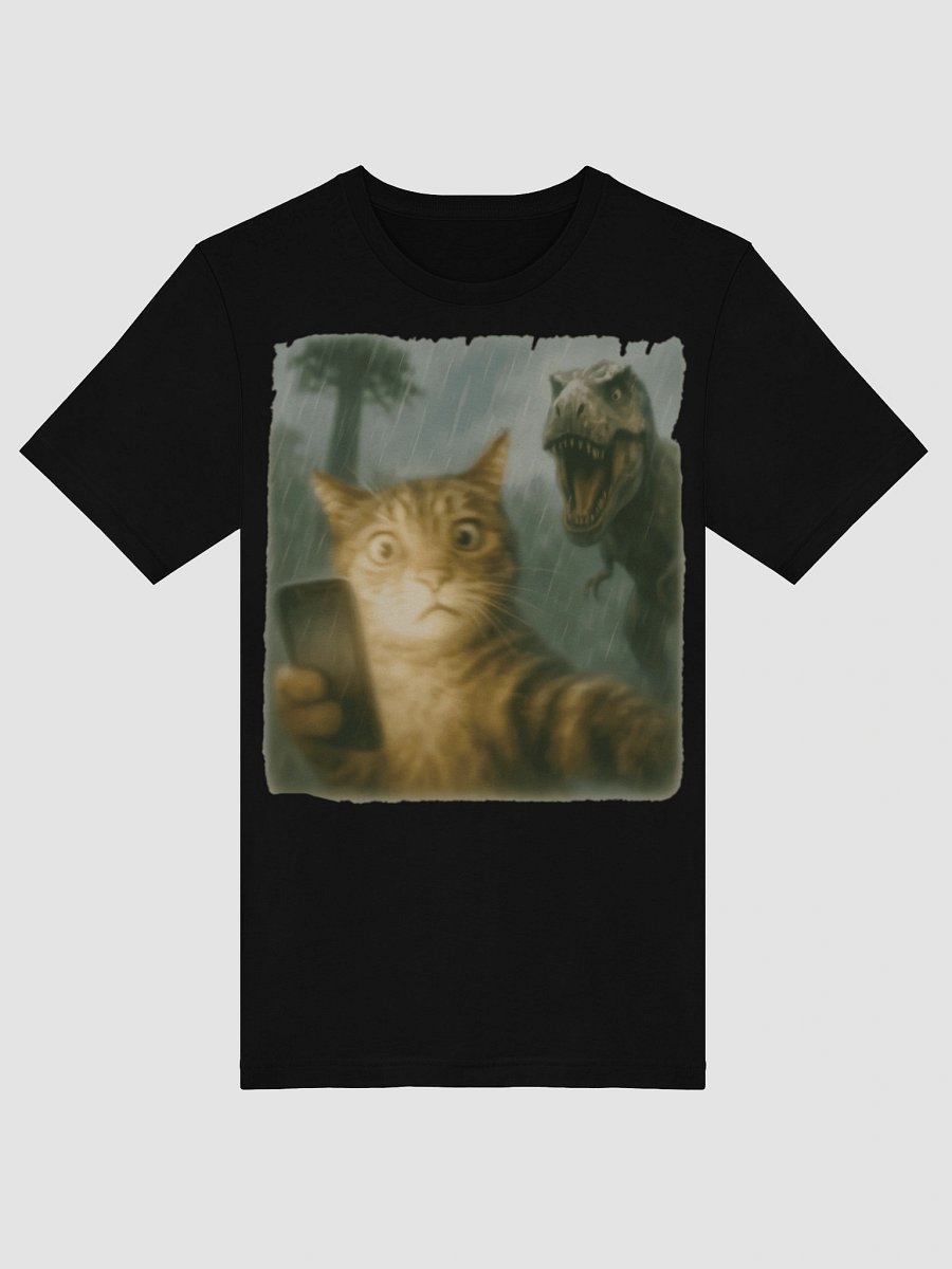 Confused Cat Selfie Dinosaur T-Shirt - Funny Dino & Kitten Tee product image (18)