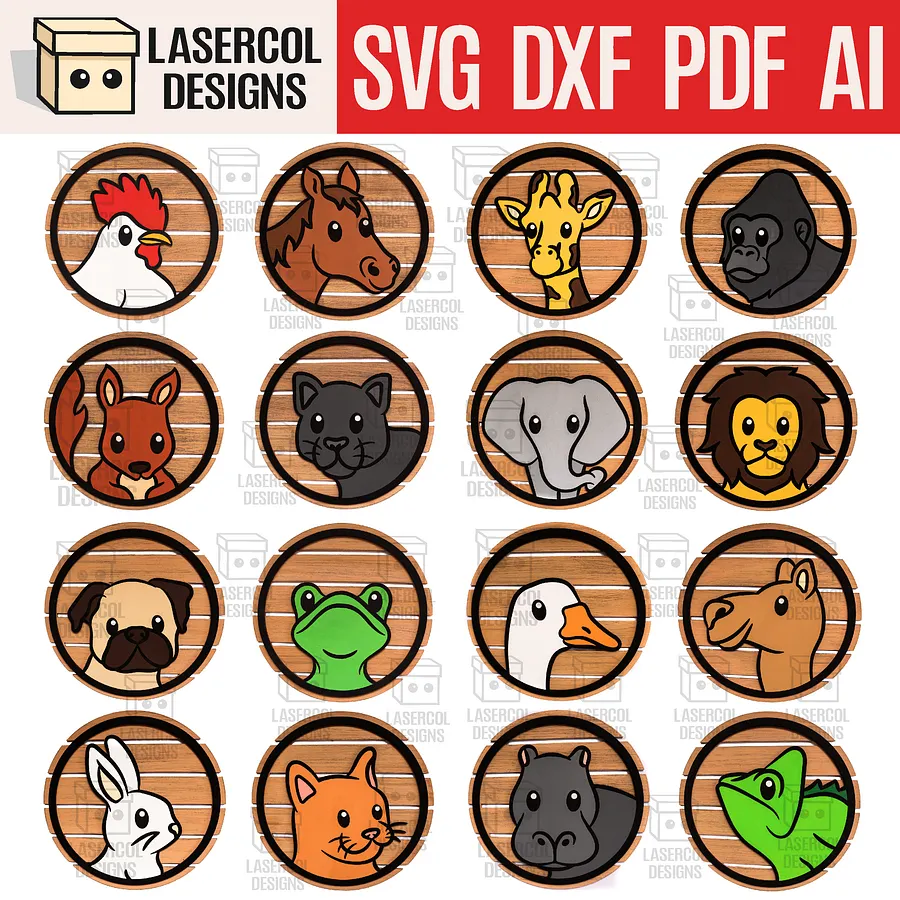 Animals Paint Kit Puzzles Bundle (Set 1-2-3-4) - Laser Cut Files product image (1)