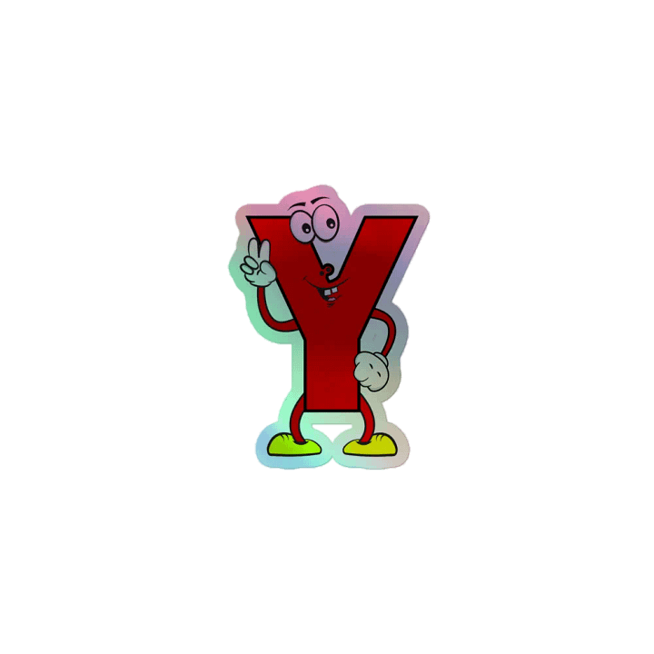 Y Letter Cartoon Character Holographic Sticker product image (1)