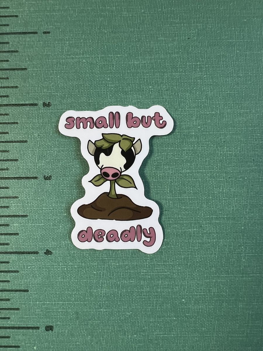 Small But Deadly Simulated Plant Cow Sticker product image (1)