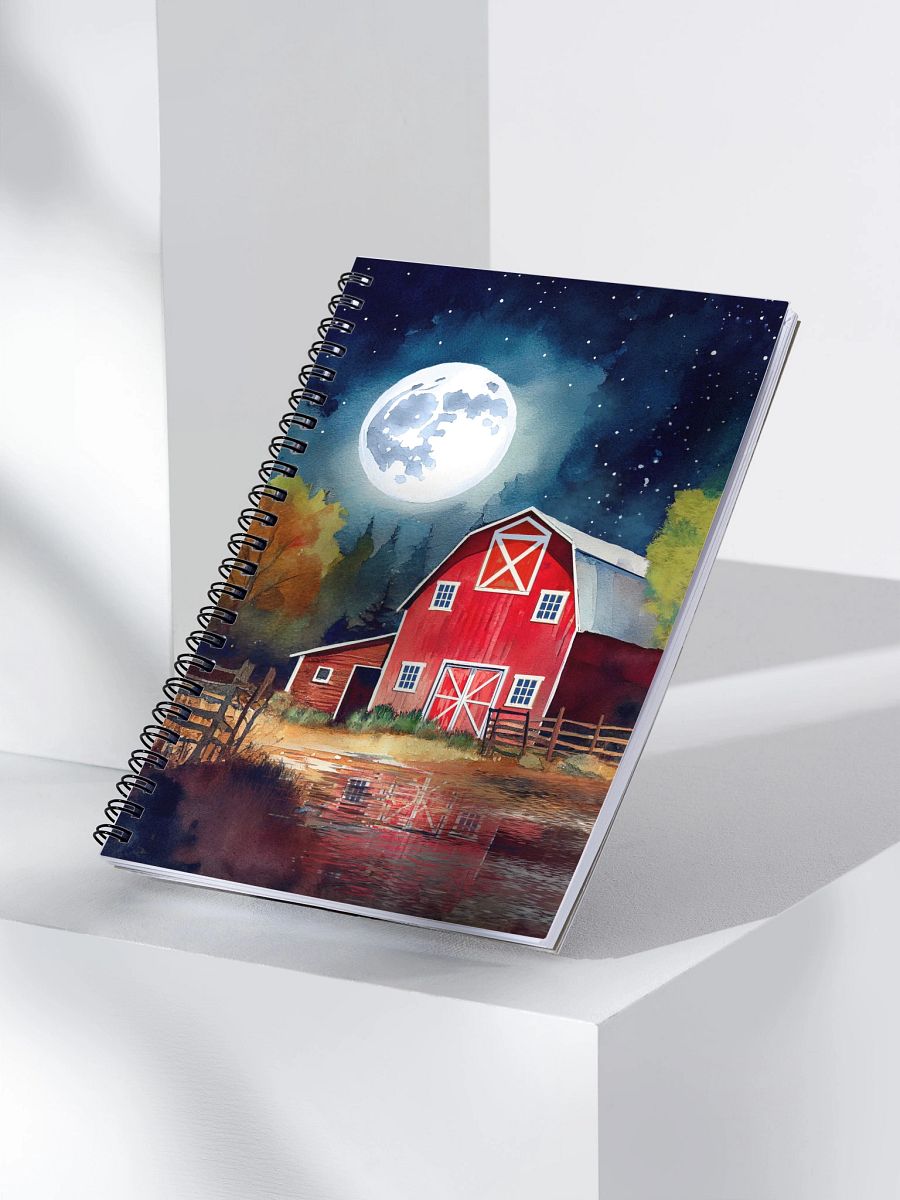 Old Red Barn under Full Moon Spiral Notebook product image (3)