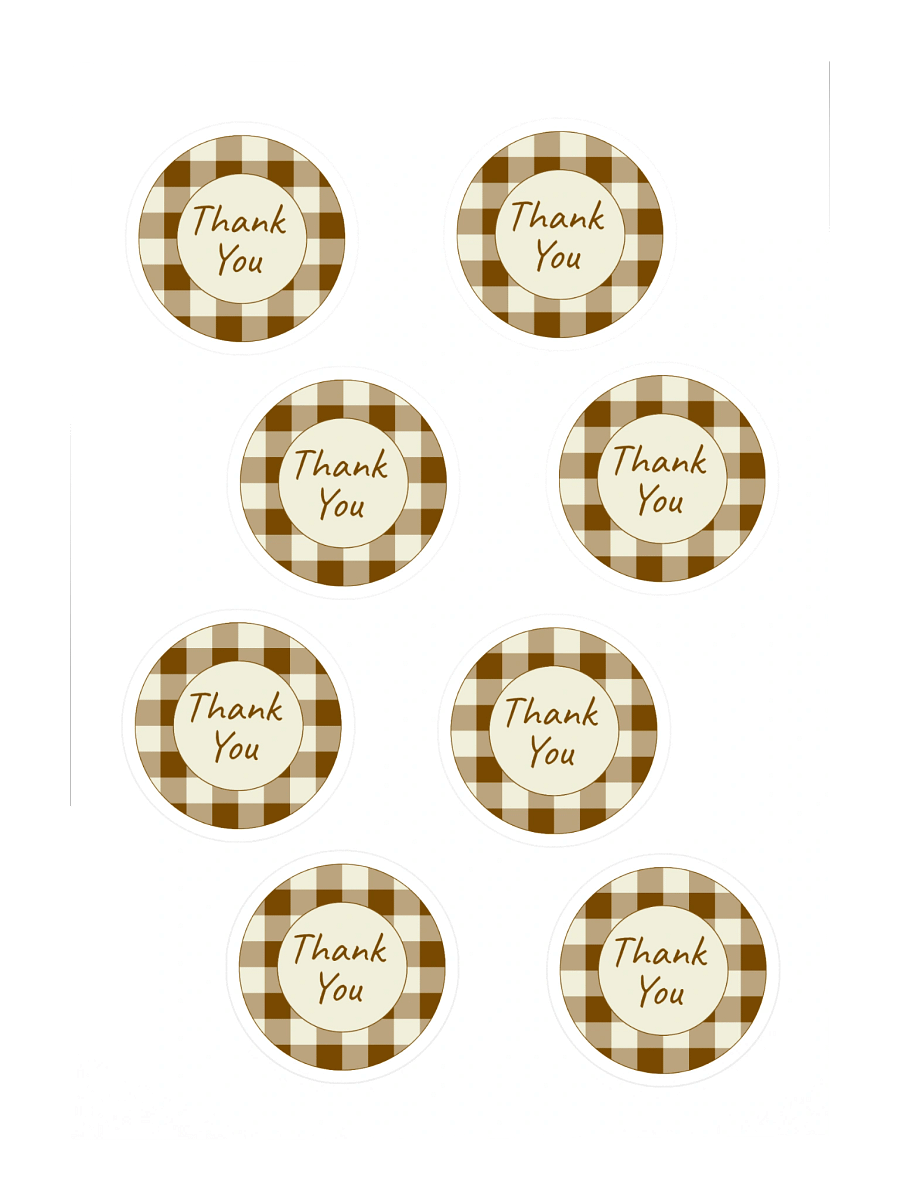 Set of 8 Brown & Cream Gingham Thank You Stickers product image (3)