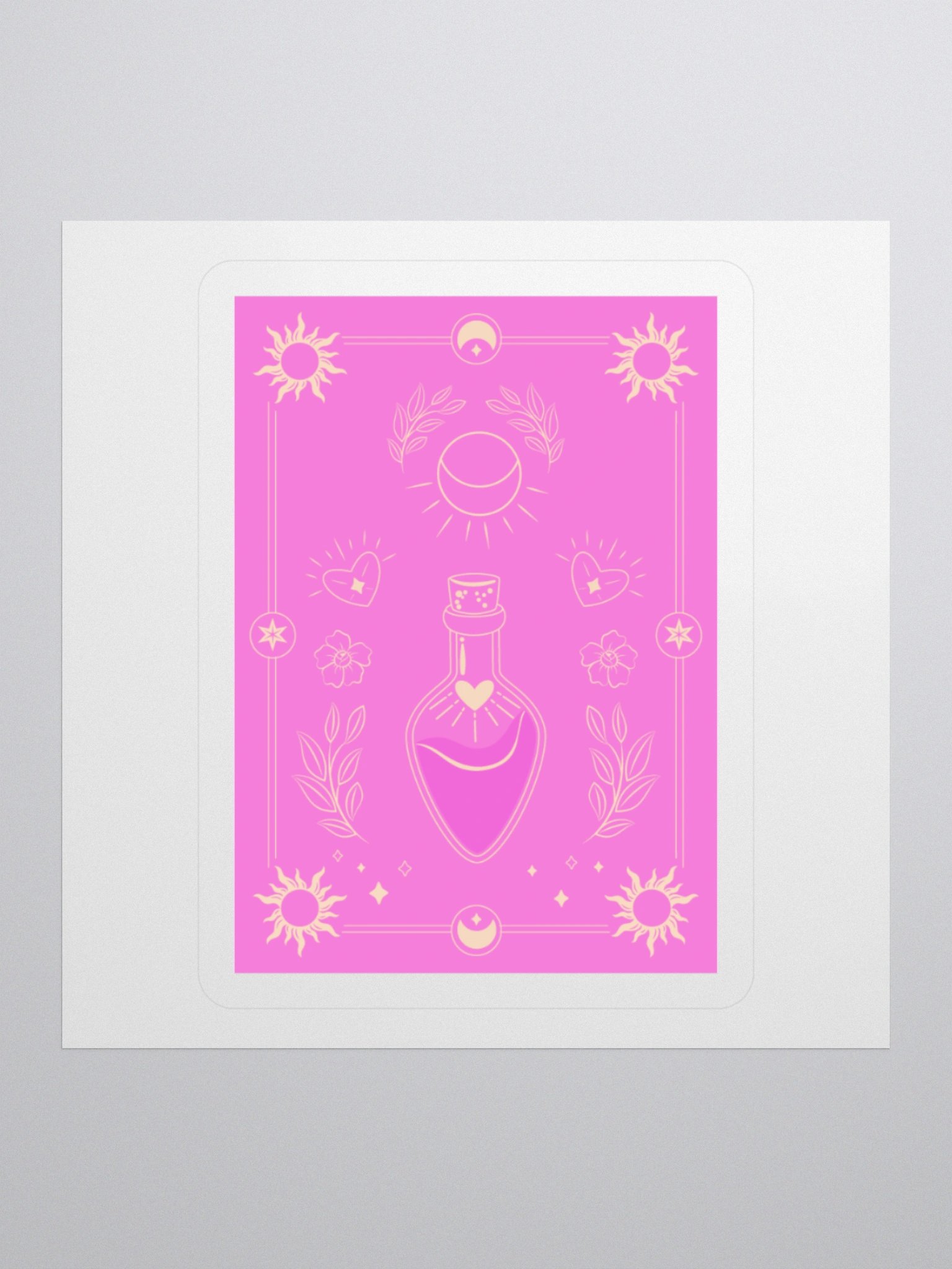 Pink Magic Potion Tarot Card 3"x3" Sticker product image (1)