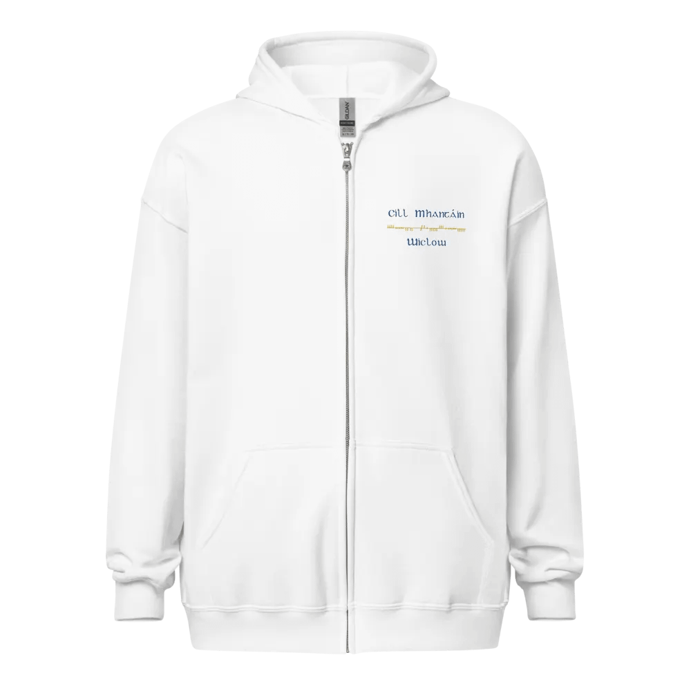 Wicklow/Cill Mhantáin Scholastic style Ogham embroidered Zip Hoodie product image (1)