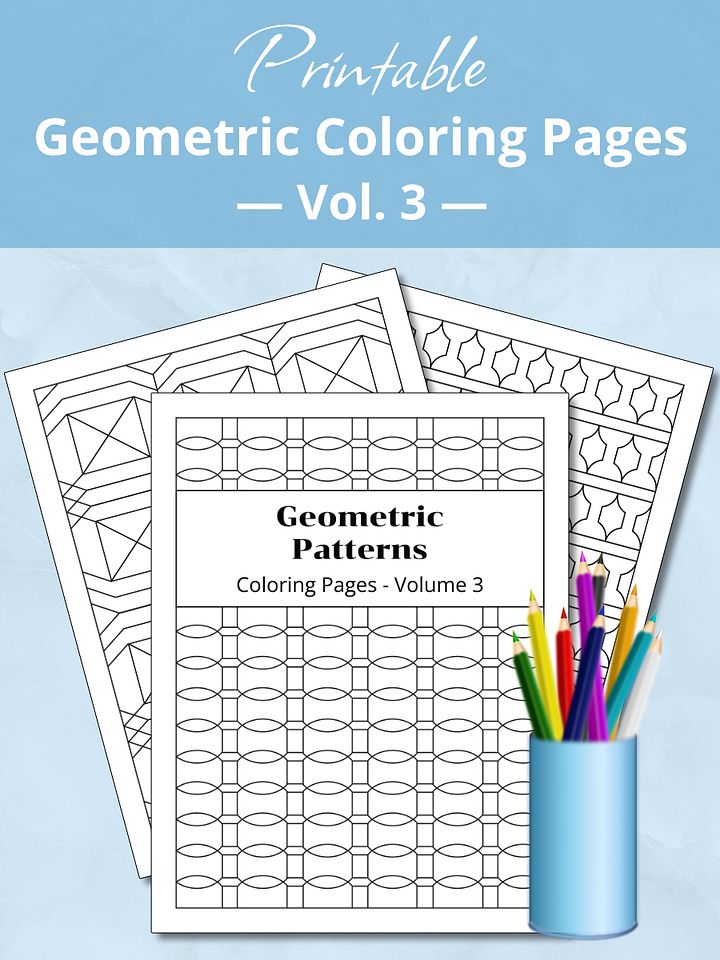 Printable Geometric Pattern Coloring Pages (15 pages) – Volume 3 product image (1)