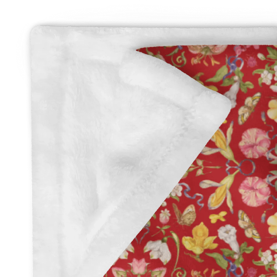 Exotic Blooming Floral Butterfly Red Throw Blanket product image (12)