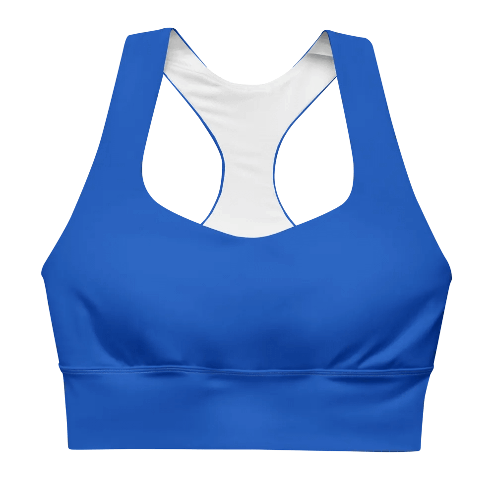 Plain Color Absolute Blue Longline Sports Bra product image (5)