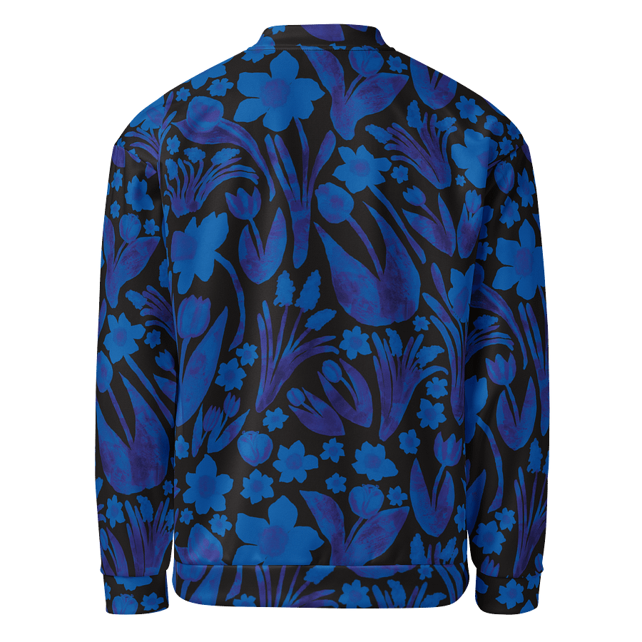 Spring Garden, Royal Blue on Black | Unisex Bomber Jacket | Monique Faella Designs™ product image (2)