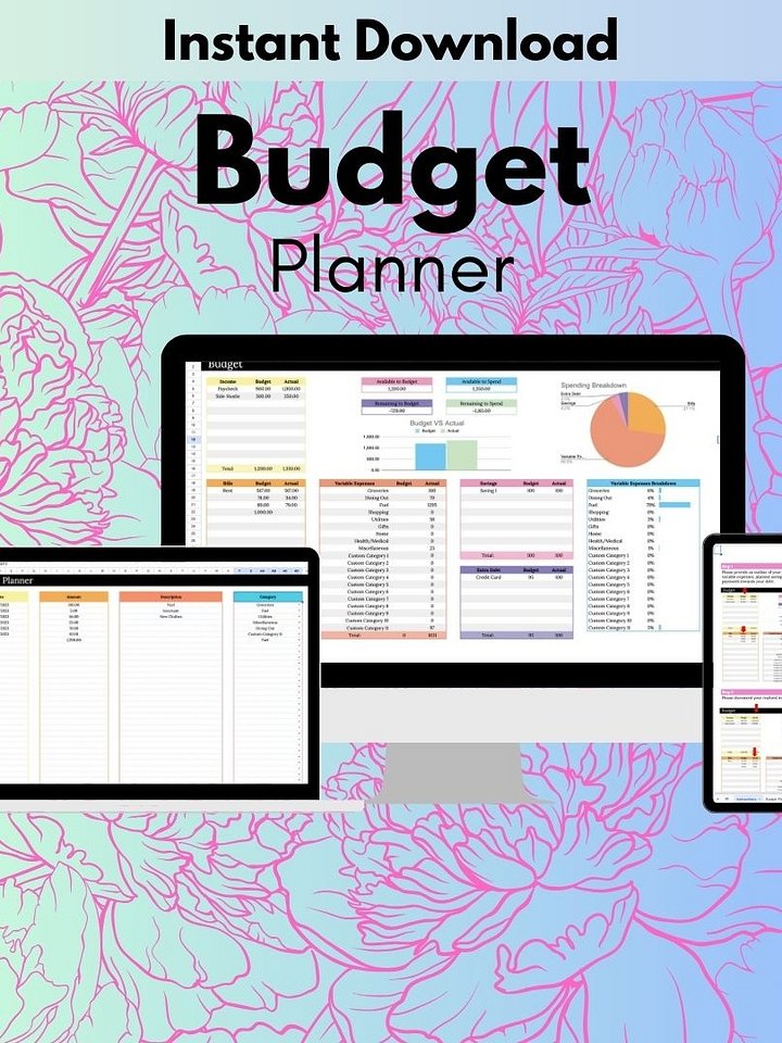 Digital Budget Planner For Google Sheets Take Control of Your Finances with - Simple Monthly Budgeting, Savings, Debt Trackers, and More product image (1)