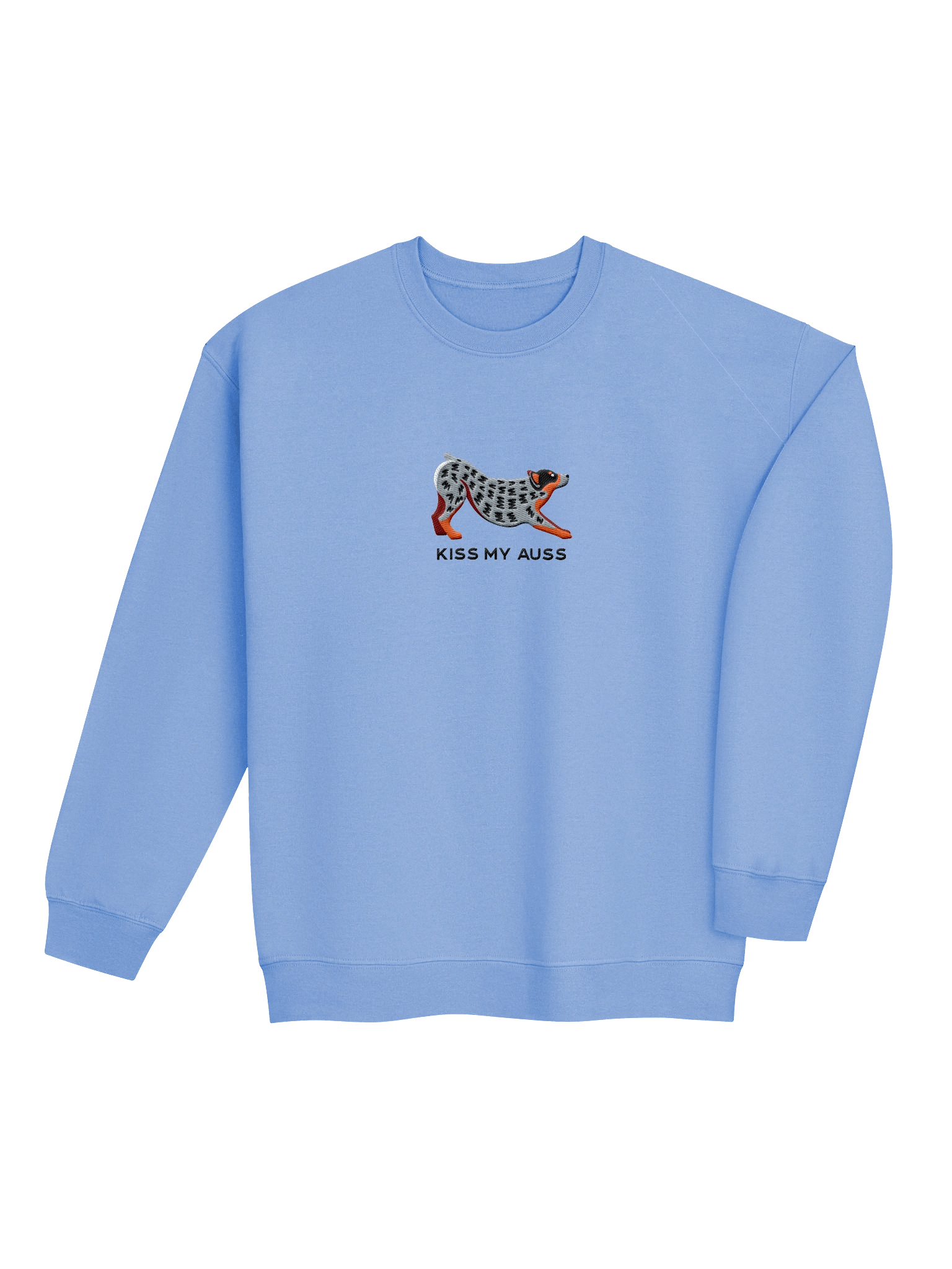 Kiss My Auss Sweatshirt (Embroidered) of an Australian Cattle Dog(Blue Heeler 2, Docked Tail) product image (12)