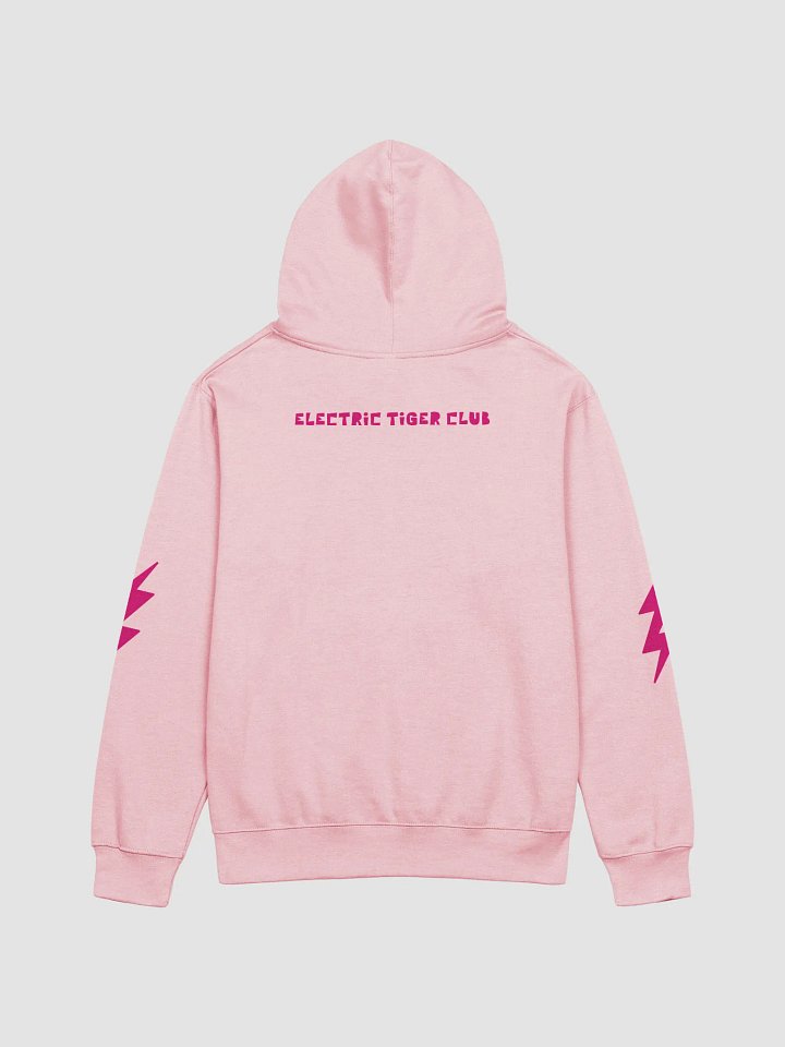 Pink Electric Tiger with Pink Lightning Bolts - Cotton Hoodie with Front Pocket product image (2)