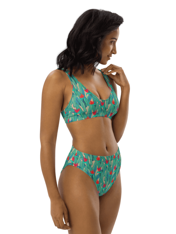 Tropical Garden Emerald Blush High-Waisted Bikini product image (4)