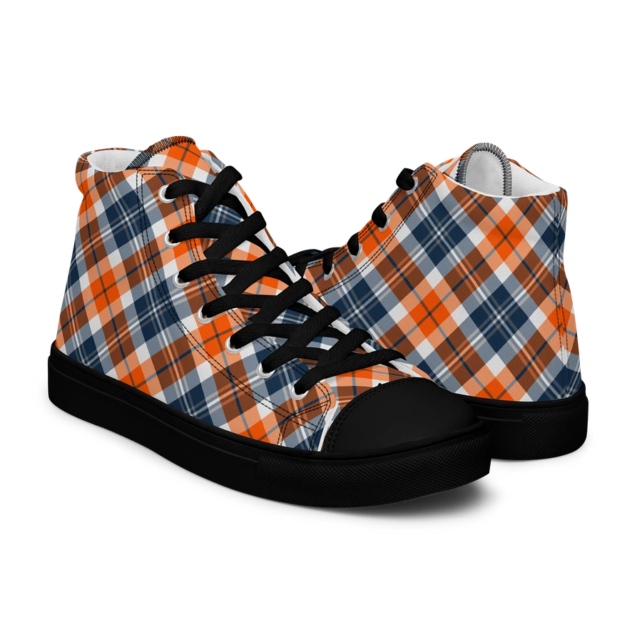 Orange and Blue Sporty Plaid Men's High Top Shoes product image (7)