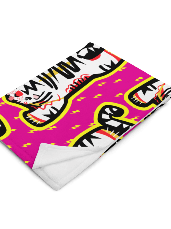 Giant White Electric Tiger Print Blanket on Pink product image (5)