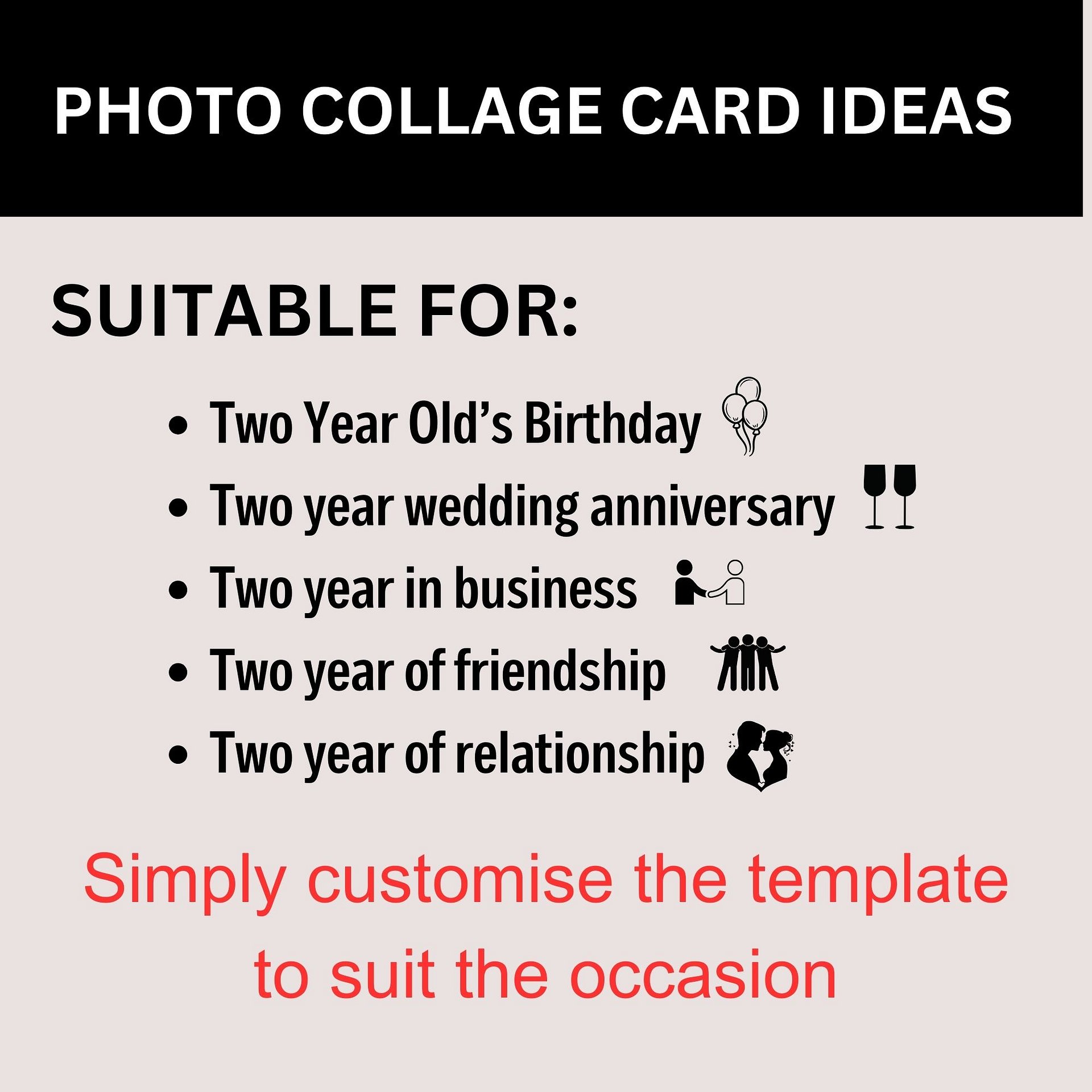 Two Year Celebration Card Photo Collage Canva Template product image (2)