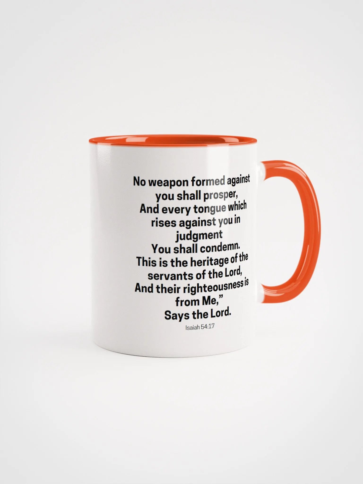 No Weapon Formed Against You Shall Prosper Isaiah 54:17 Two-Tone Mug 11/15oz product image (1)