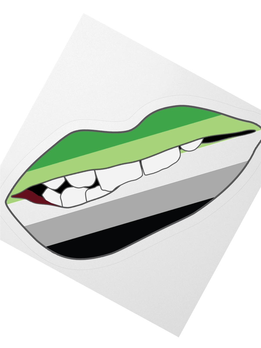 Aromantic Pride Flag Biting Lips Sticker product image (5)