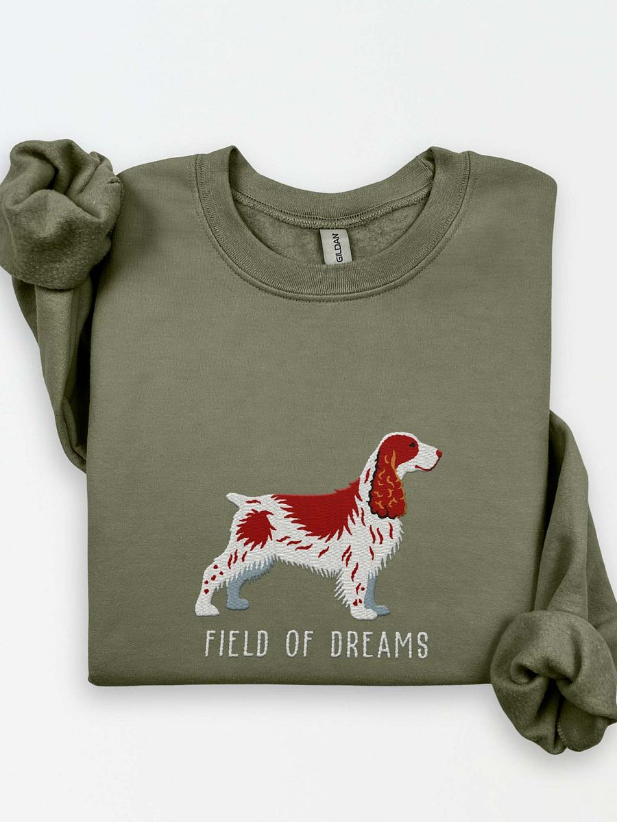 Field of Dreams Sweatshirt (Embroidered) of a Field Spaniel(Liver & White) product image (1)