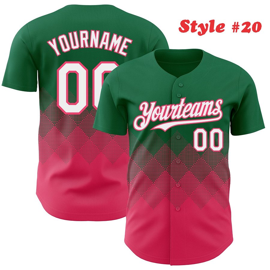 Authentic Baseball Jersey, Custom Baseball Jersey, Personalized Sport Jersey, Colorful, Number, 3D Gradient Square Shape product image (186)