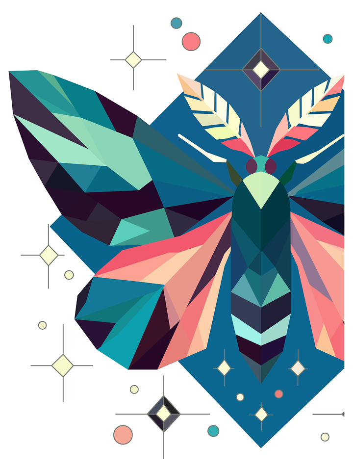 Free Geometric Moth PNG Art - Transparent Background, Low Poly Insect Illustration product image (1)