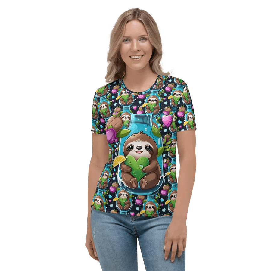 Kawaii Sloth All Over Print T-shirt product image (2)