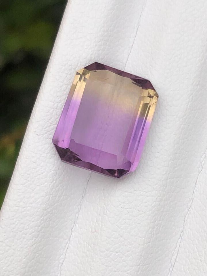 BI-COLOR AMETRINE GEMSTONE FOR PENDANT YELLOW/PURPLE COLOR EMERALD CUT, 6.65 CRT product image (1)