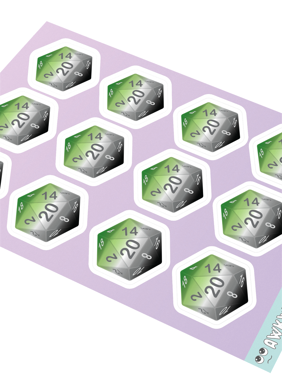 Aromantic Pride D20 Sticker Sheet product image (2)