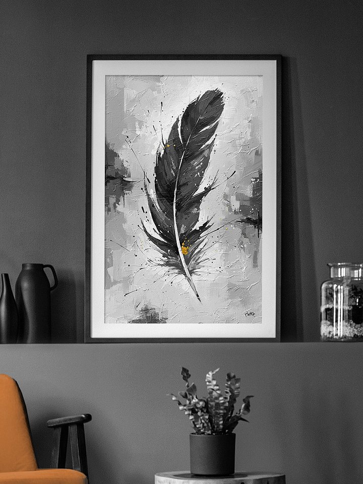 Whispers of Light – Black Feather Abstract Canvas Art product image (1)
