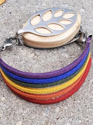Rainbow Pride Faux Suede Bracelet | Handmade Accessory for Bellabeat Leaf Urban & Ivy product image (1)