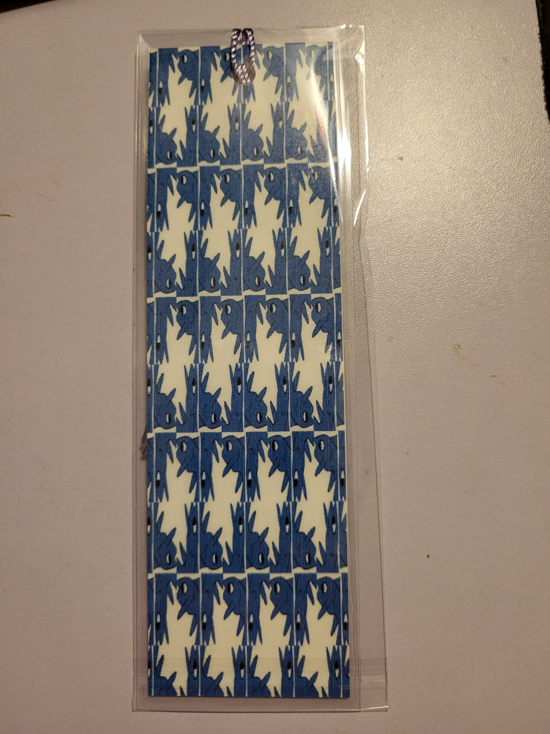 Cartoon Blue Fish Patterned Laminated Bookmark with Tassel product image (3)