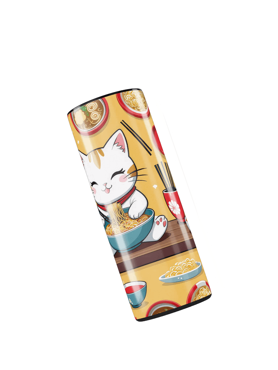 Cute Kawaii Cat Eating Ramen Noodles 20 oz Skinny Stainless Steel Tumbler product image (4)