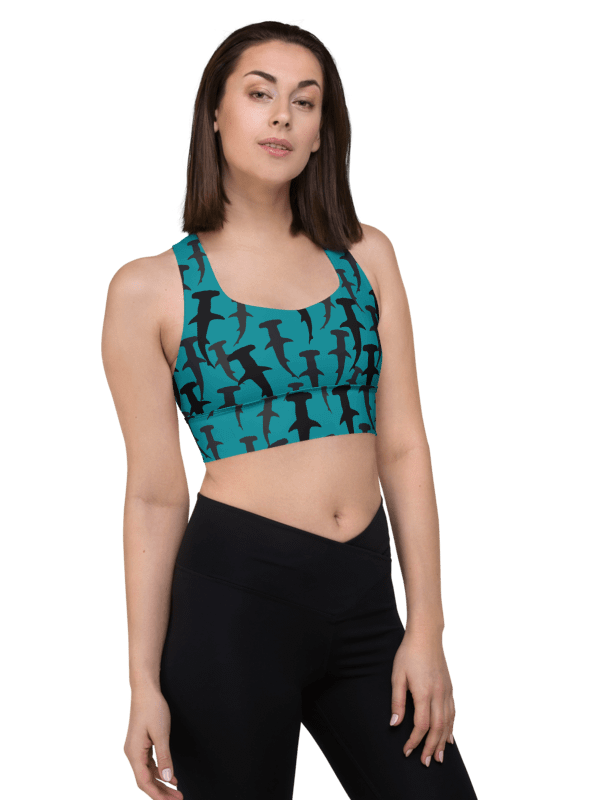 Hammerhead Sharks - Mid Ocean - Recycled Polyester - Longline Sports Bra product image (5)