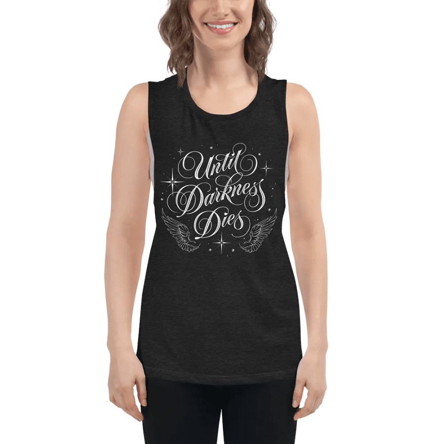 Until Darkness Dies (wings design) Bella+Canvas Women's Flowy Muscle Tank product image (6)