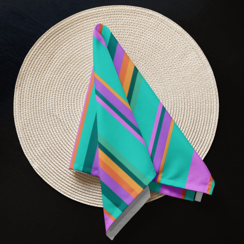 Set of Colorful Striped Party Time! Cloth Napkins product image (3)