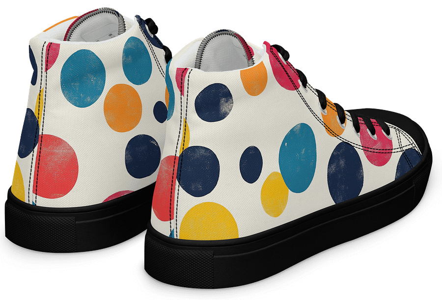 Polka Dot Illusion Vintage Retro Men's High Top Canvas Shoes product image (6)