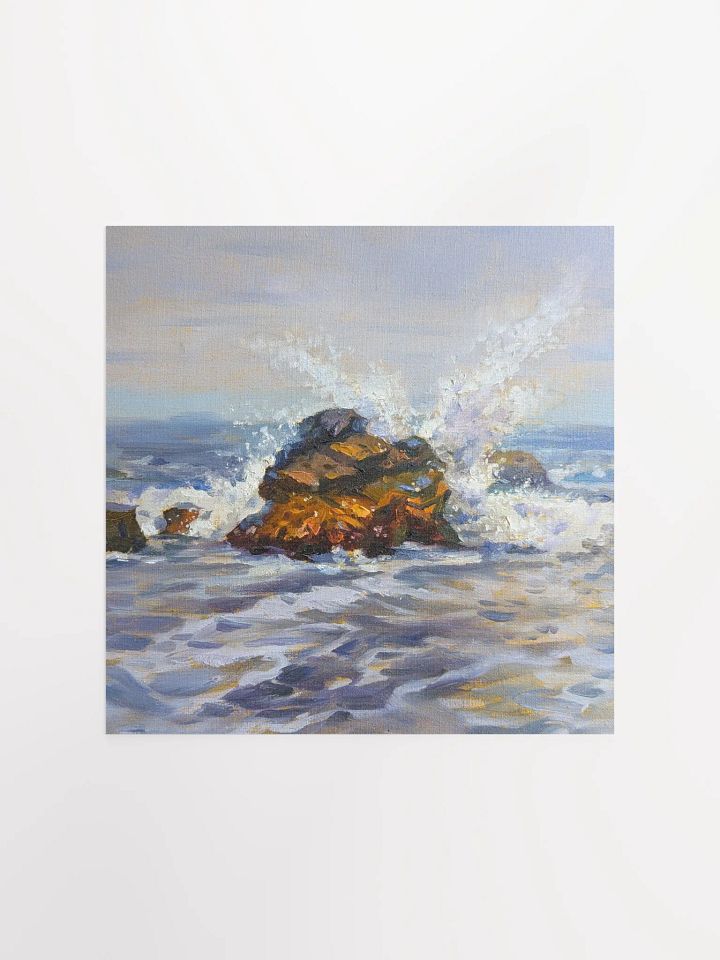 Rocks and waves on the beach-Oil Painting Paper Poster product image (3)