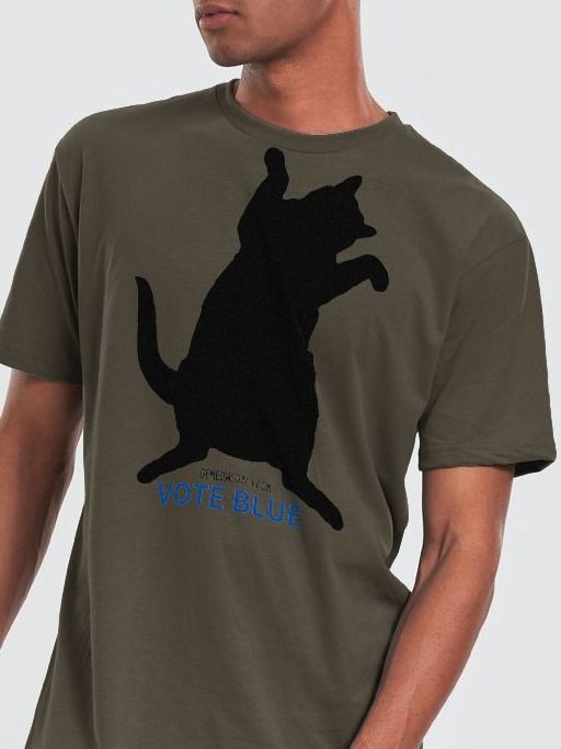 Vote Blue Dancing Black Cat Supersoft Slim Fit T-Shirt product image (1)