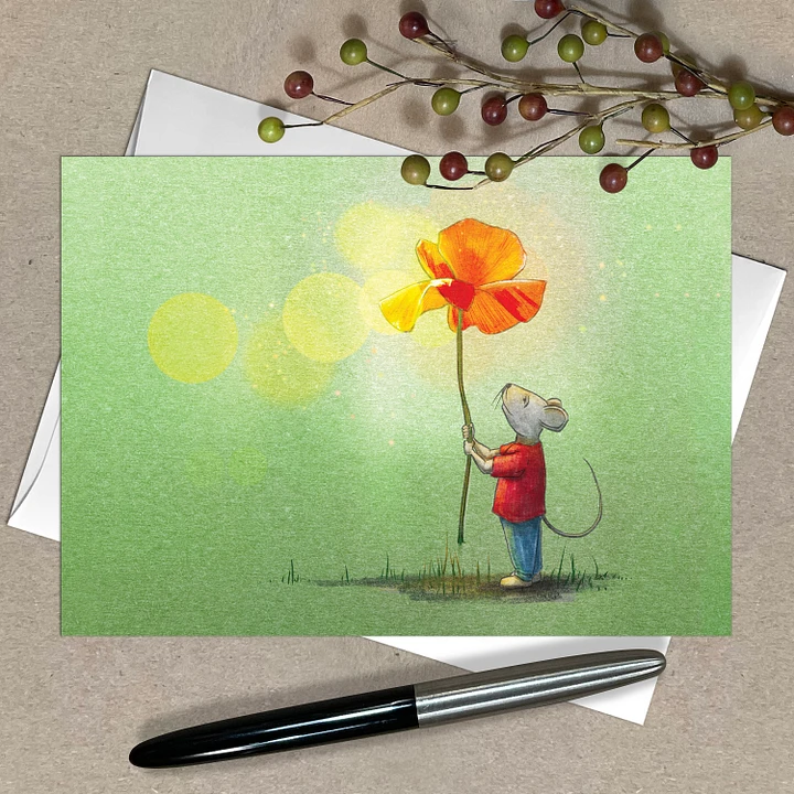 Poppy Mouse Greeting Cards, All Occasion Note Cards, 6 Pack, 5x7 inch, Blank Inside, with Envelopes product image (1)