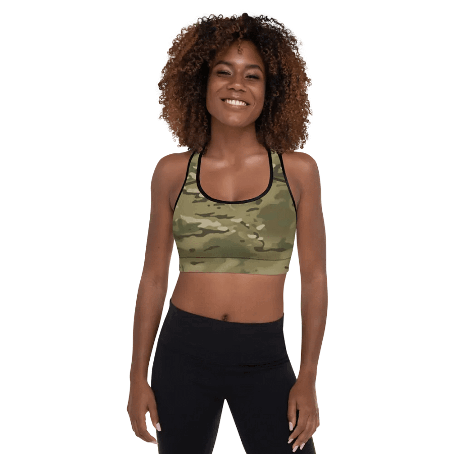 Faithful Camo: Proverb 3:25 Padded Sports Bra - Multicam product image (1)