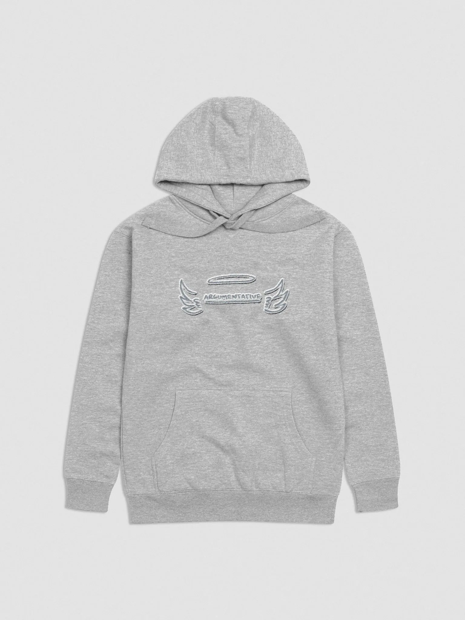 ANGELIC (lg. grey + white bubble design) embroidered heavyweight hoodie product image (1)