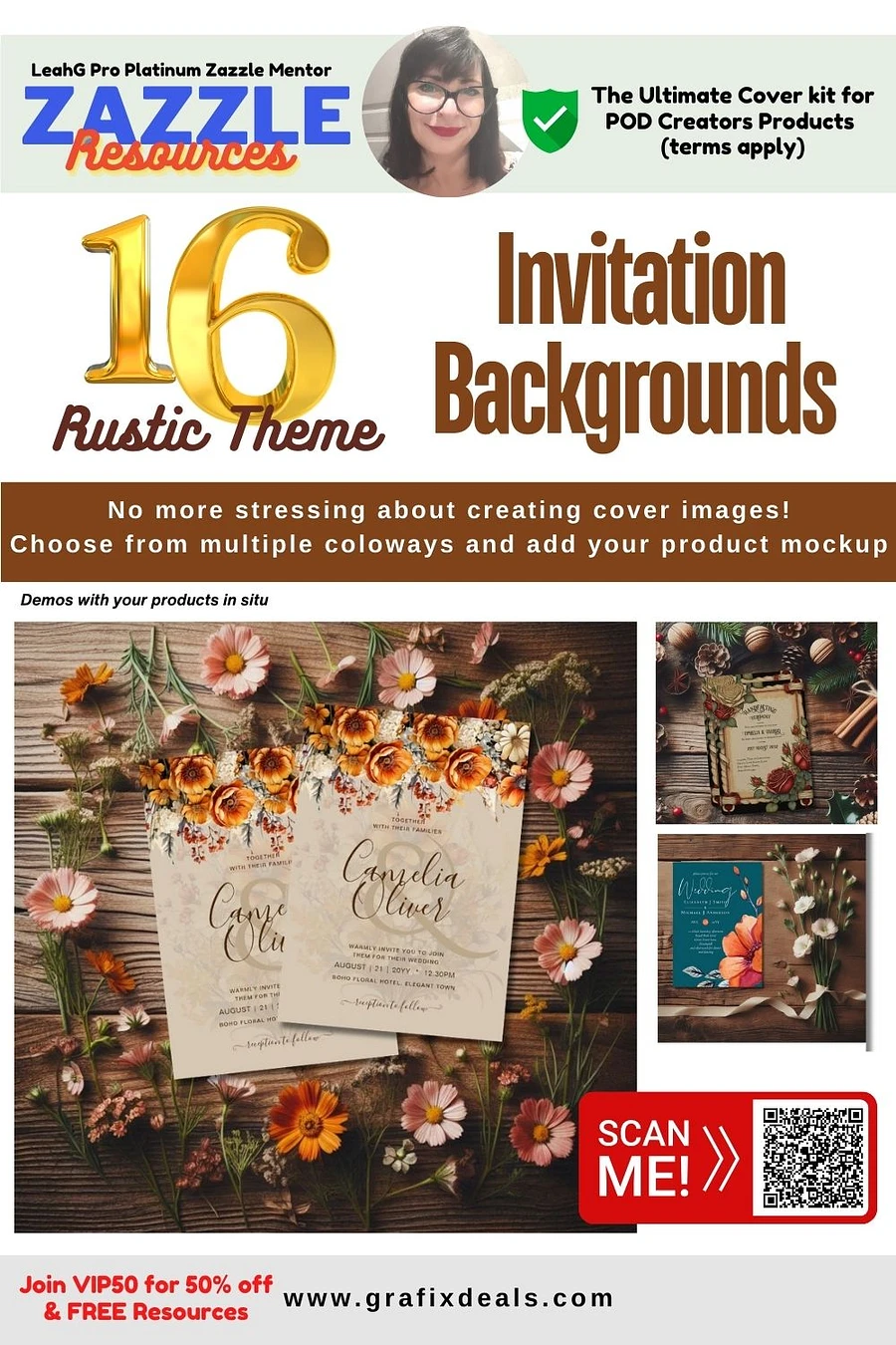 RUSTIC Cover Backgrounds for Zazzle Mockup Templates - Invitations product image (1)