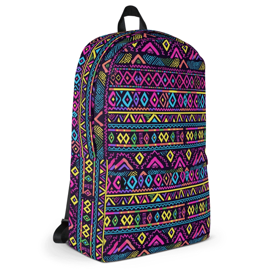 Neon Tribal Geometry Adventure Backpack product image (5)
