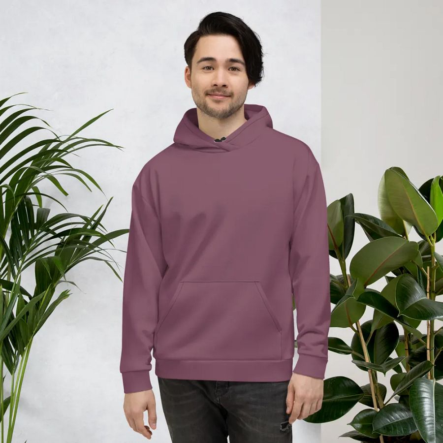 Plain Deep Purplish Red Soft Summer Unisex Recycled Polyester Heavyweight Premium Hoodie by Treasure Pie product image (5)
