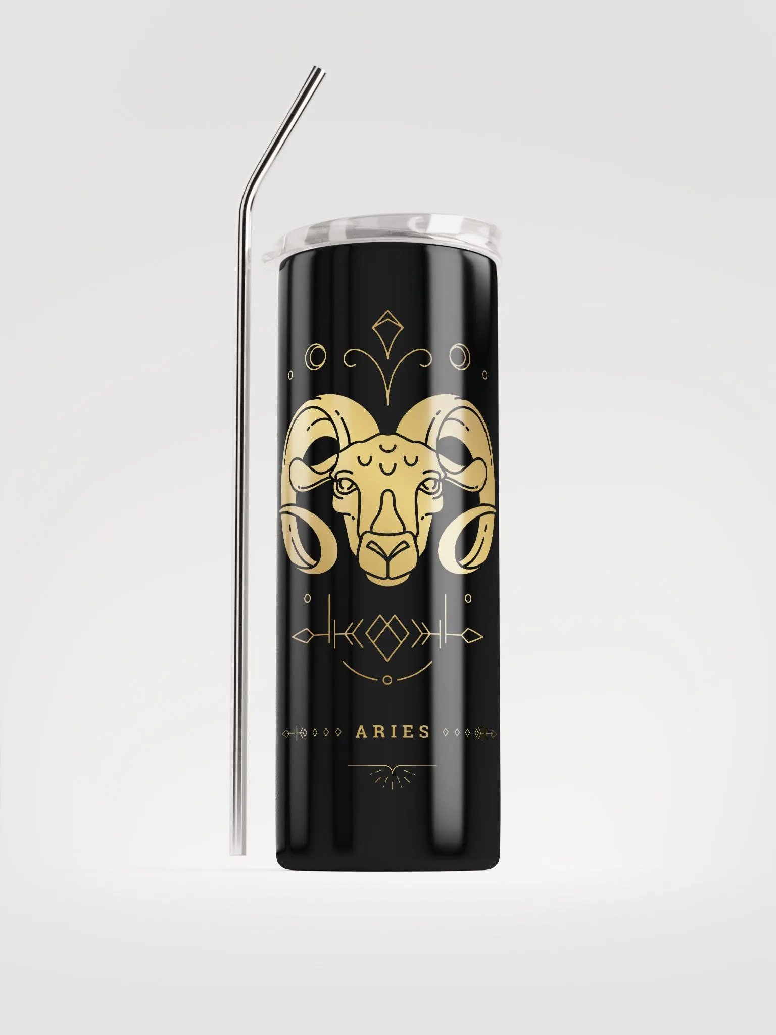 Celestial Golden Aries Zodiac Stainless Steel Tumbler - Embrace Cosmic Elegance! ♈ product image (1)