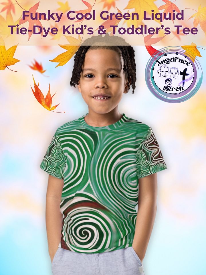 Funky Cool Green Liquid Tie-Dye Kid's and Toddler's Crew Neck T-shirt product image (1)