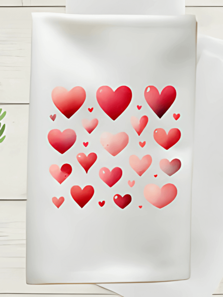 Small Hearts Valentine Kitchen Towel Sublimation Design – high-quality 300 DPI PNG digital download product image (1)