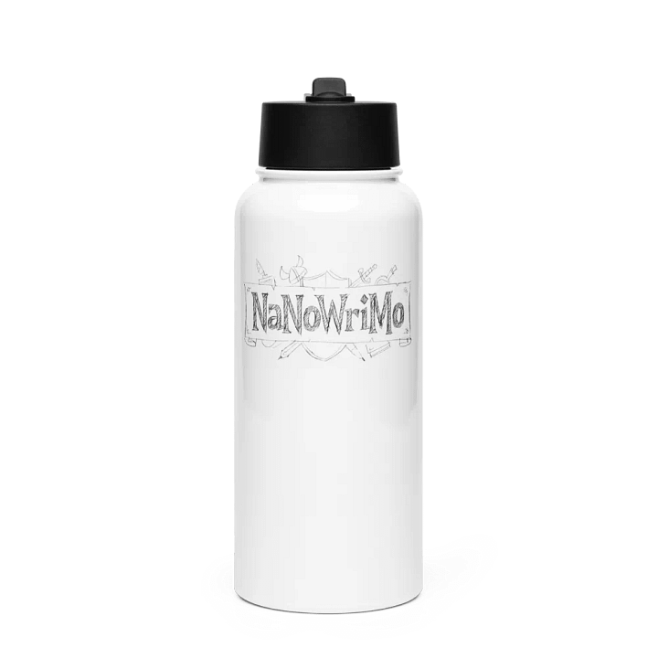 NanoWriMo Pencil-Drawn Evergreen Water Bottle - Stainless Steel product image (1)